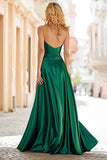 Dark Green Strapless Ruffled Cut Out Prom Dress