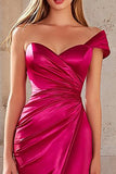 Fuchsia One Shoulder Mermaid Satin Prom Dress