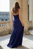 Halter Navy Mermaid Ruched Prom Dress