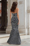 Mermaid Black White Dot Sweetheart Long Prom Dress