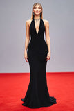 Black Mermaid Halter Long Gala Dress
