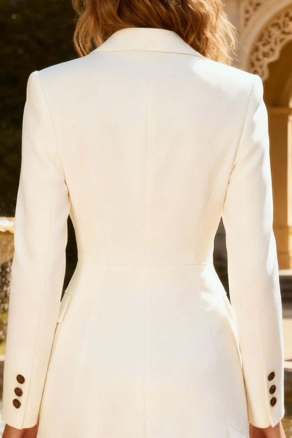 White Peaked Lapel Double Breasted Short Engagement Dress