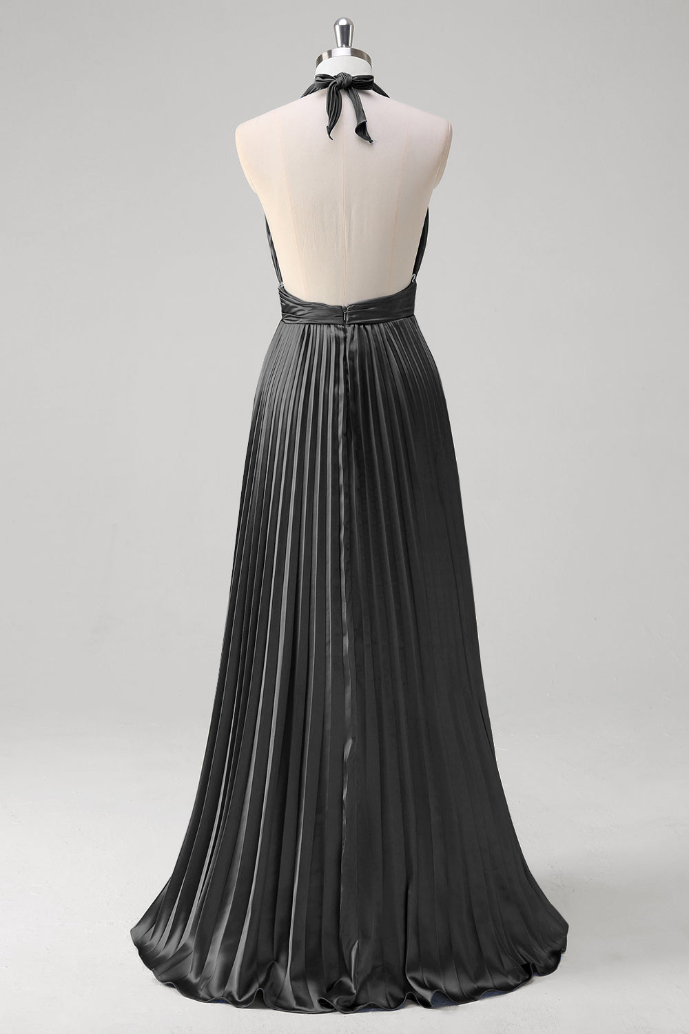 Royal Blue A Line Halter Pleated Long Prom Dress