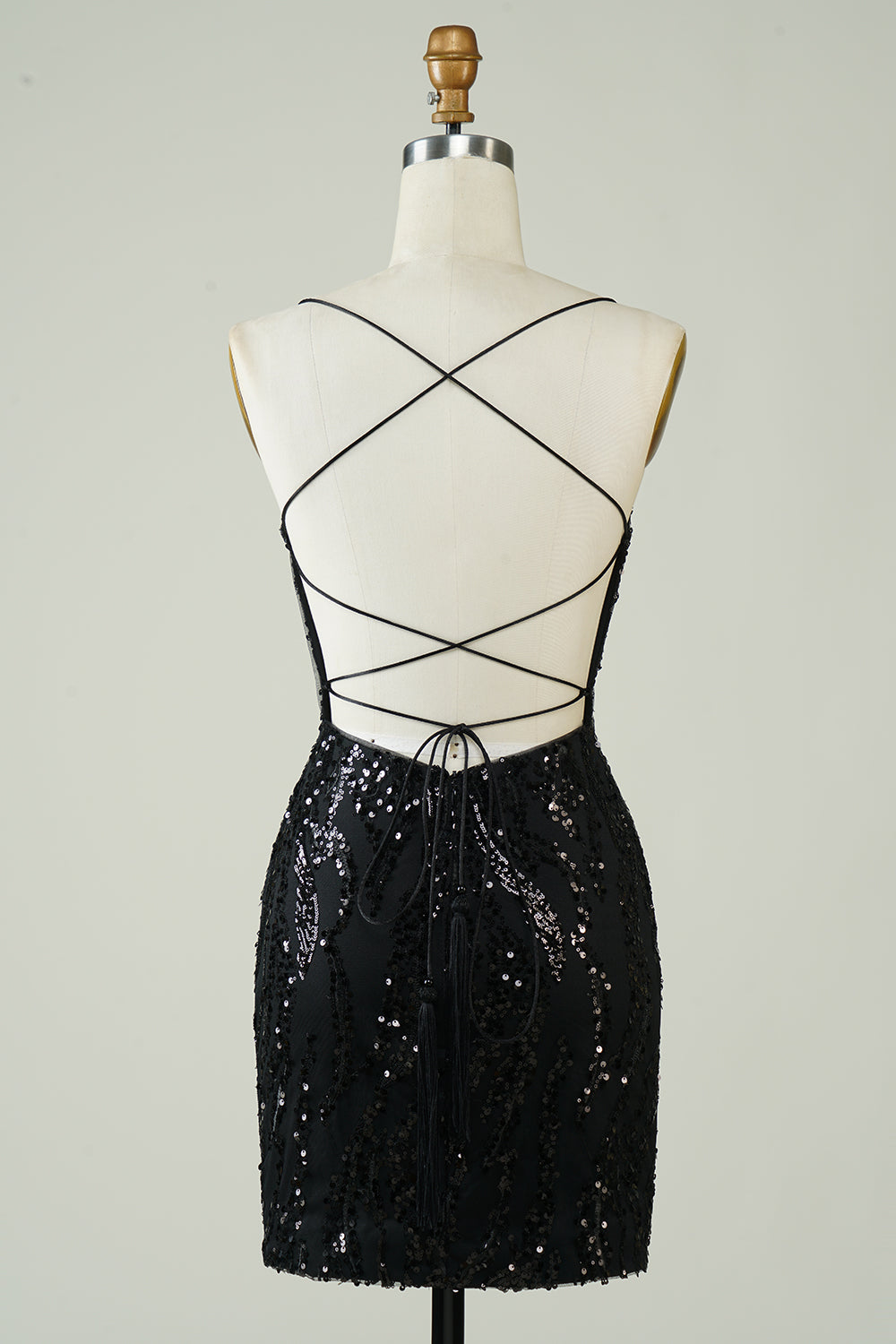 Strapless Bodycon Sequin Little Black Dress