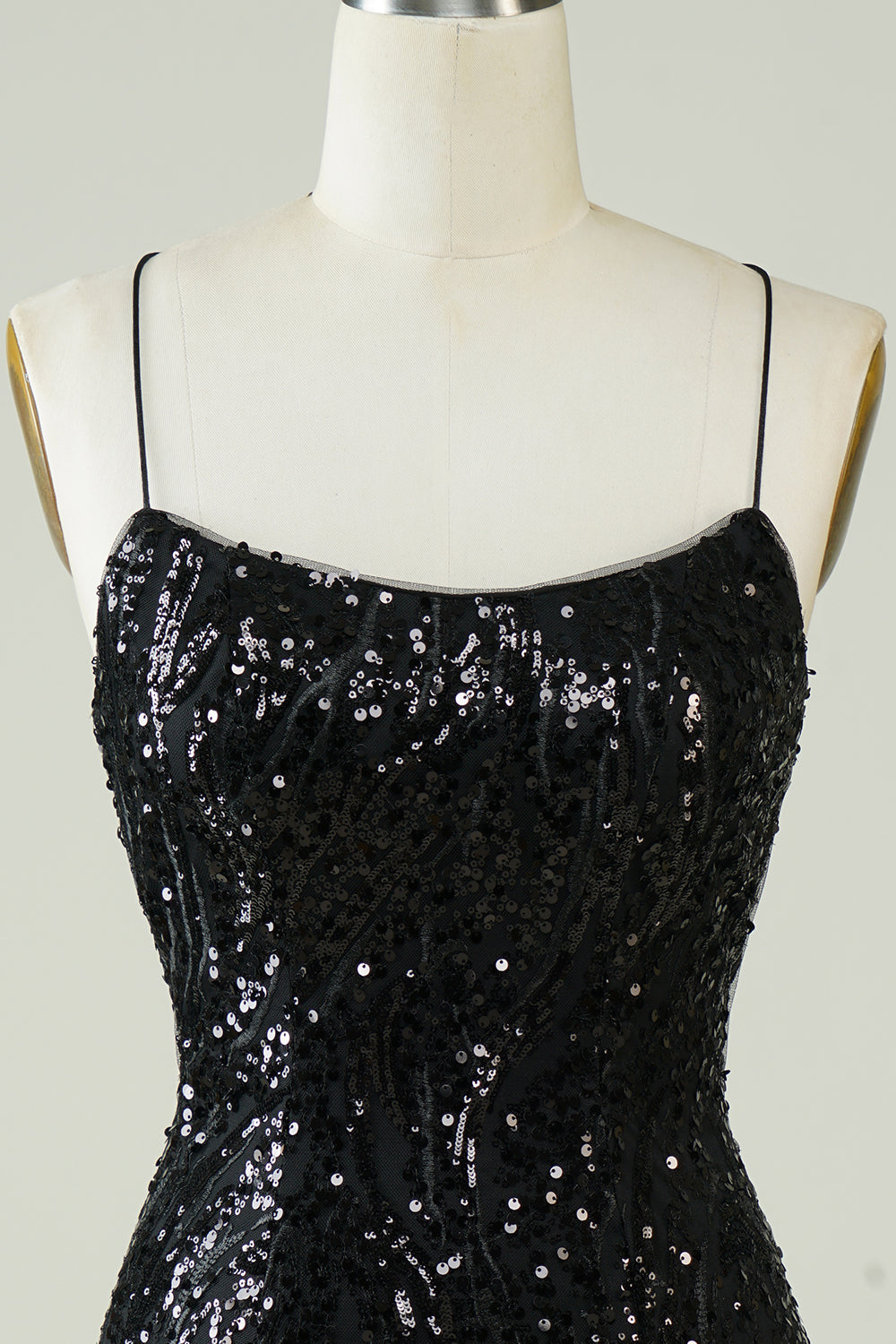 Strapless Bodycon Sequin Little Black Dress