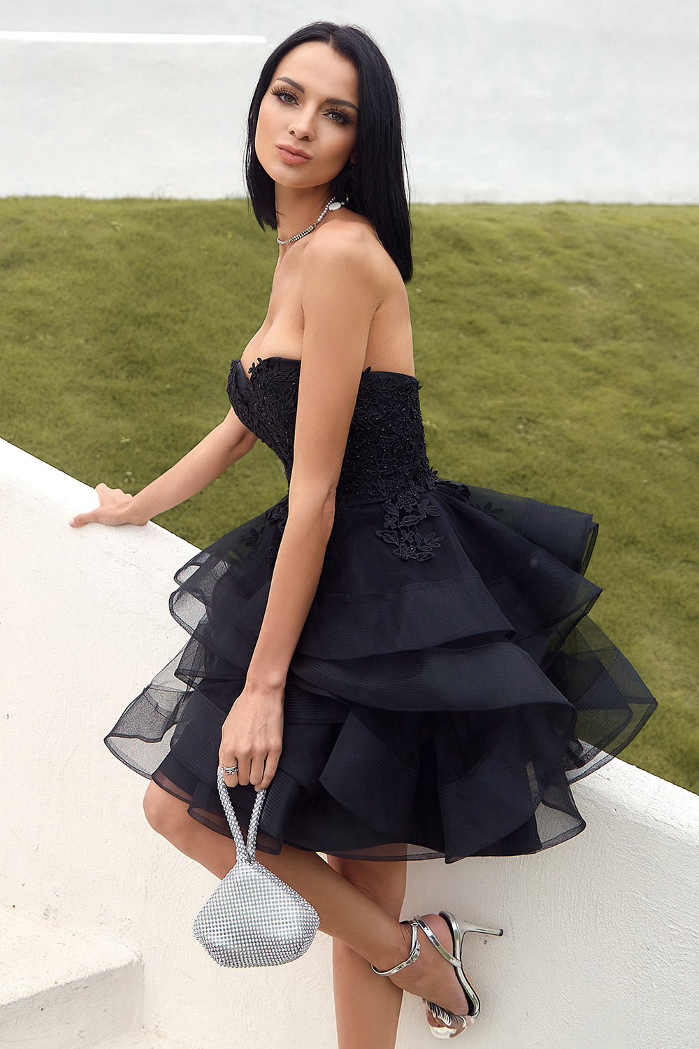 Cute Strapless Tulle Little Black Dress