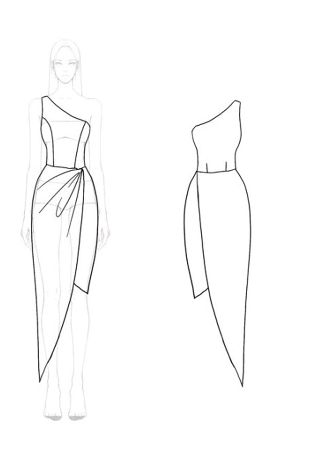 Red One Shoulder Satin Midi Formal Dress with 3D Flowers