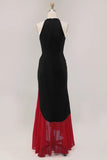 Black Red Halter Mermaid High-Low Formal Dress
