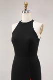 Black Red Halter Mermaid High-Low Formal Dress
