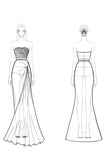 Yellow Strapless Sheath Ruched Satin Formal Dress