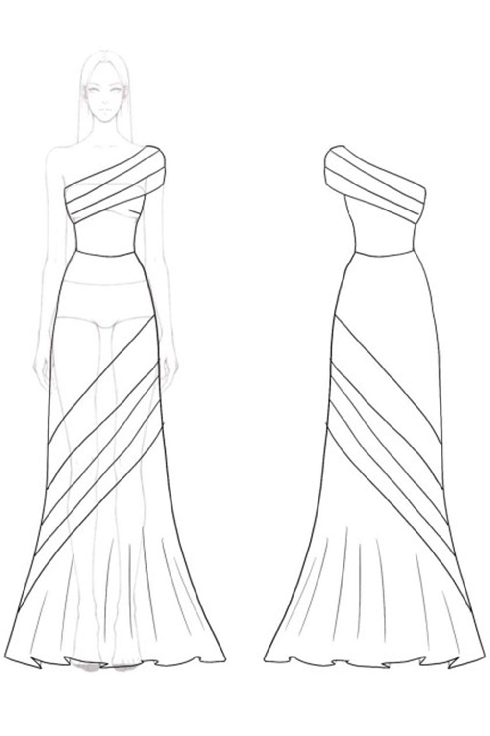 One Shoulder Mermaid Ruched Black Formal Dress