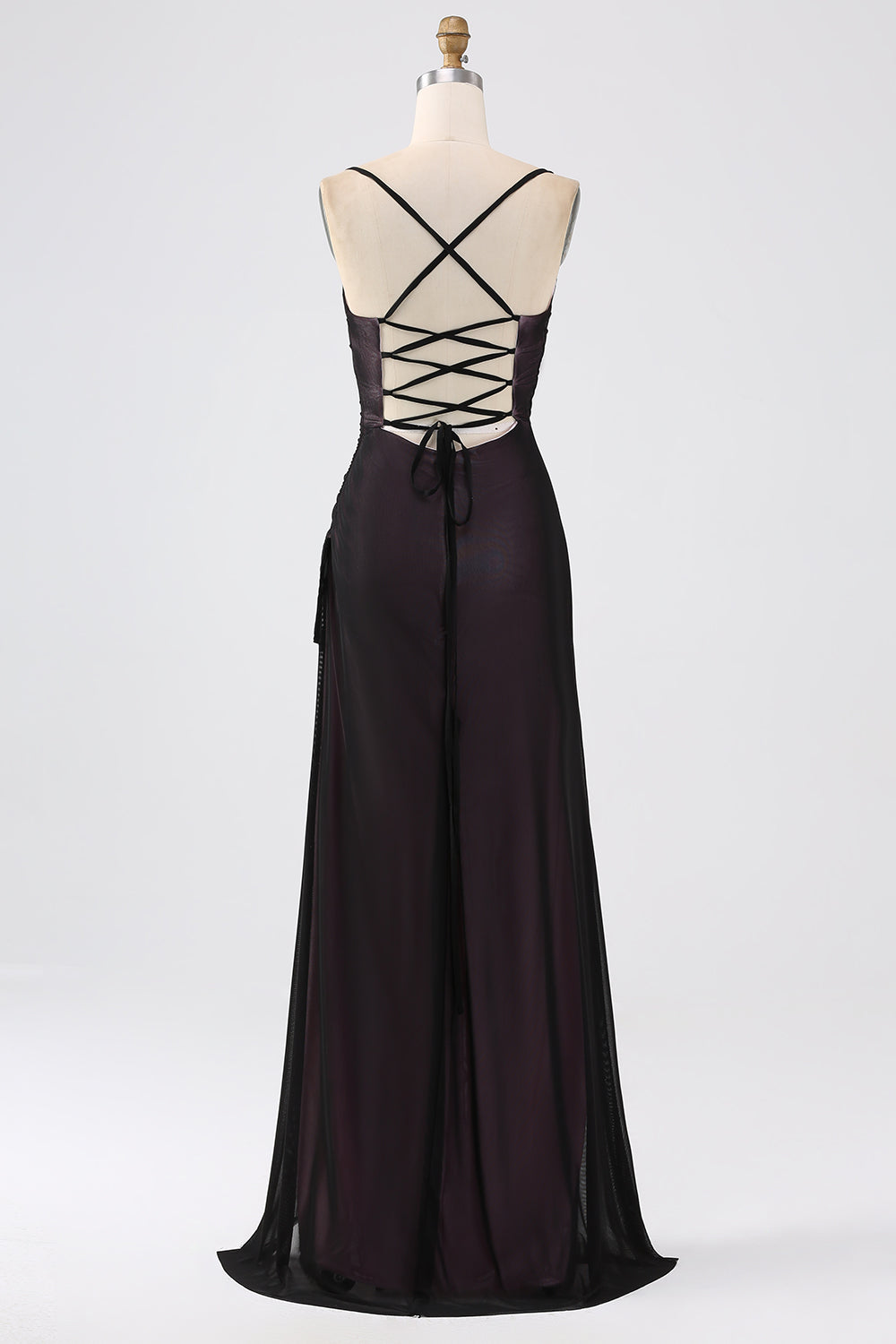 Sheath Black Red Spaghetti Straps Bridesmaid Dress With Elasticity