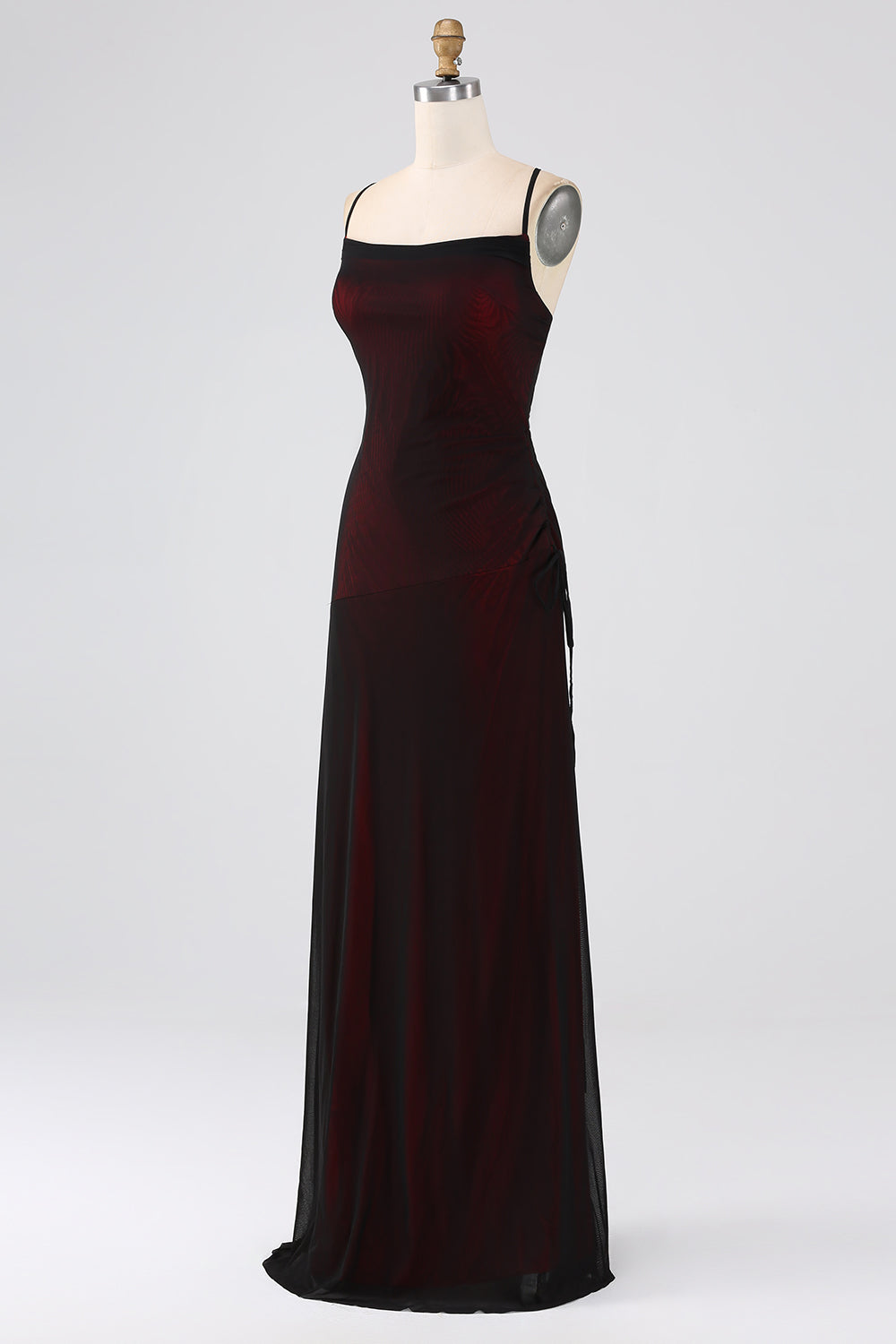 Sheath Black Red Spaghetti Straps Bridesmaid Dress With Elasticity