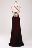 Black Red Spaghetti Straps Formal Dress with Lace up Back