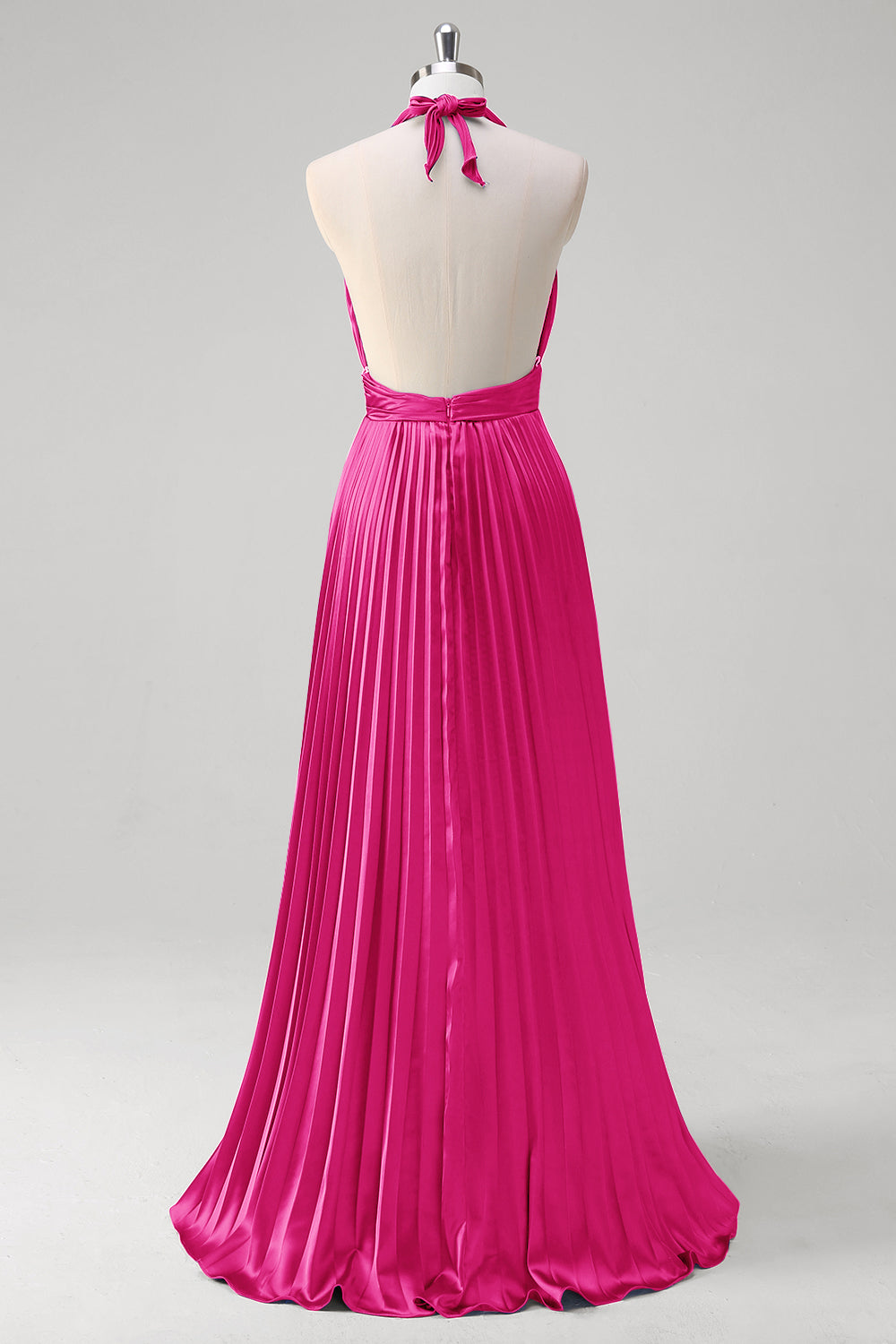 Royal Blue A Line Halter Pleated Long Prom Dress