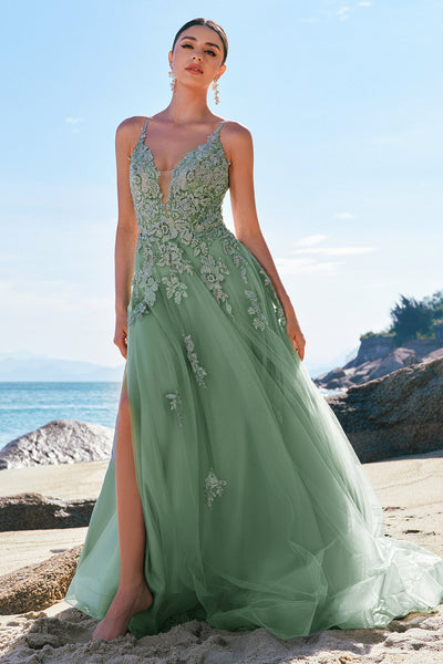 V-neck Criss-Cross Back Spaghetti Straps A-line Dress Watermelon
