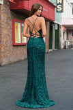 Sparkly Light Blue Mermaid Sequins Long Prom Dress with Slit