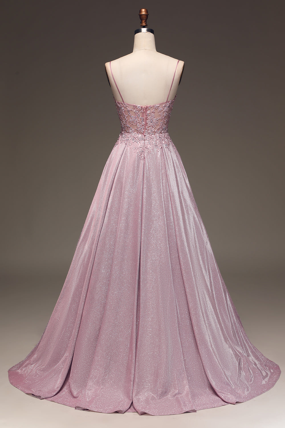Sparkly Blush A Line Corset Prom Dress with Appliques