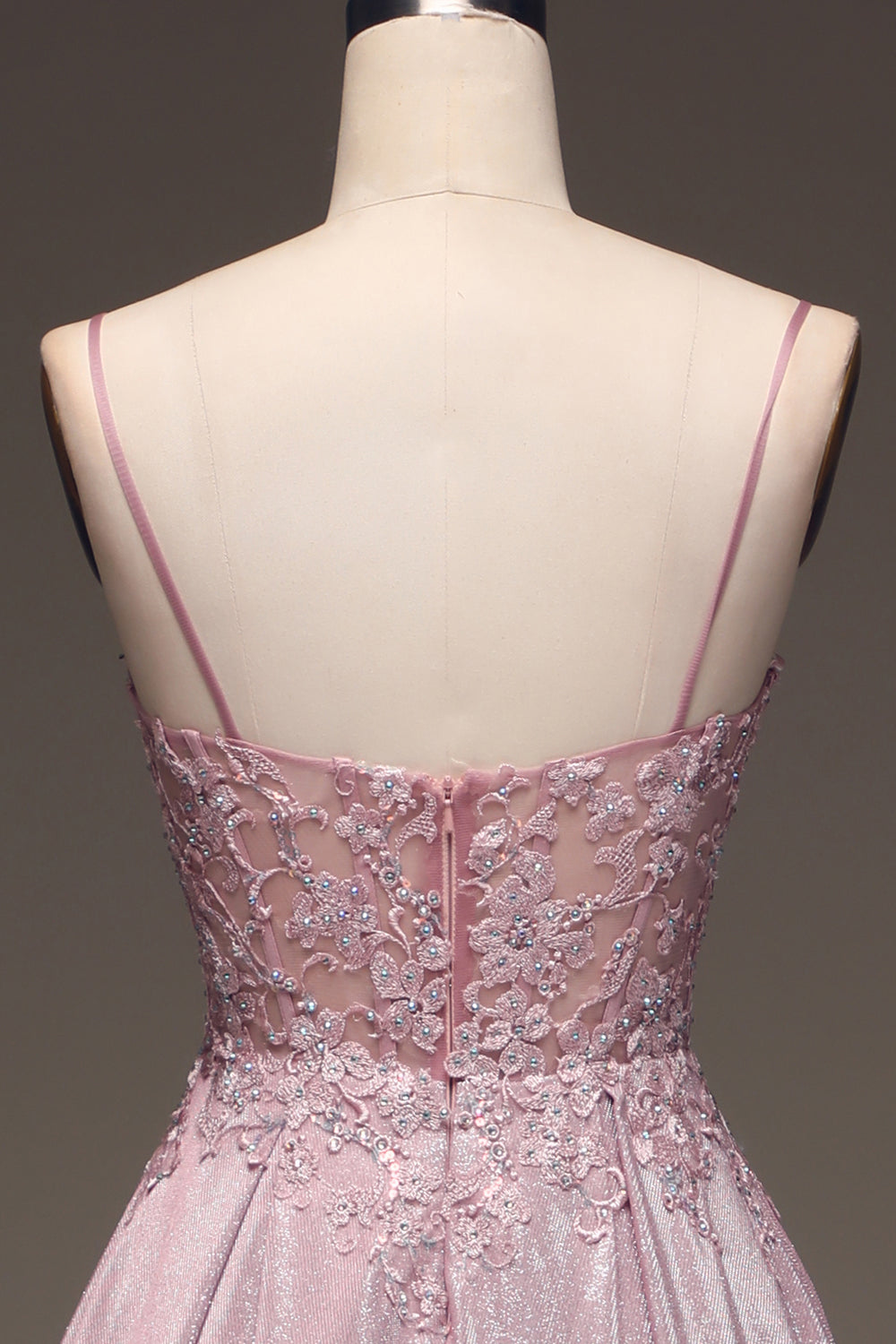 Sparkly Blush A Line Corset Prom Dress with Appliques