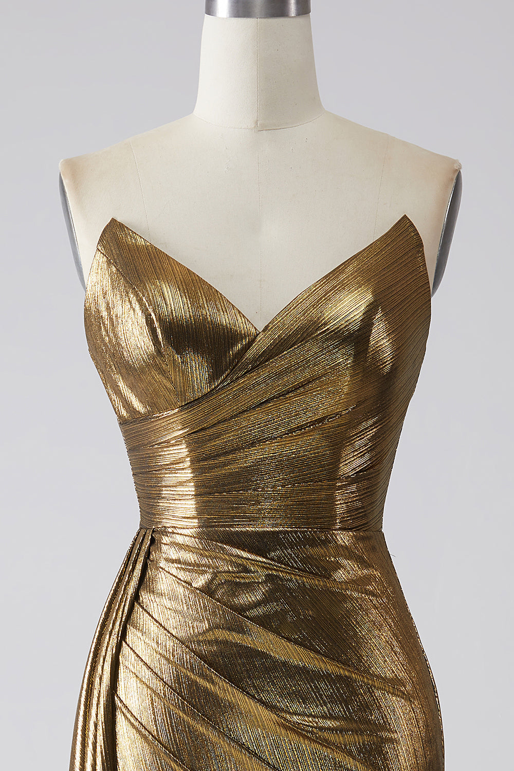 Sparkly Mermaid Golden Long Prom Dress with Slit