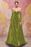 Off The Shoulder Velvet Dark Red A Line Long Evening Dress
