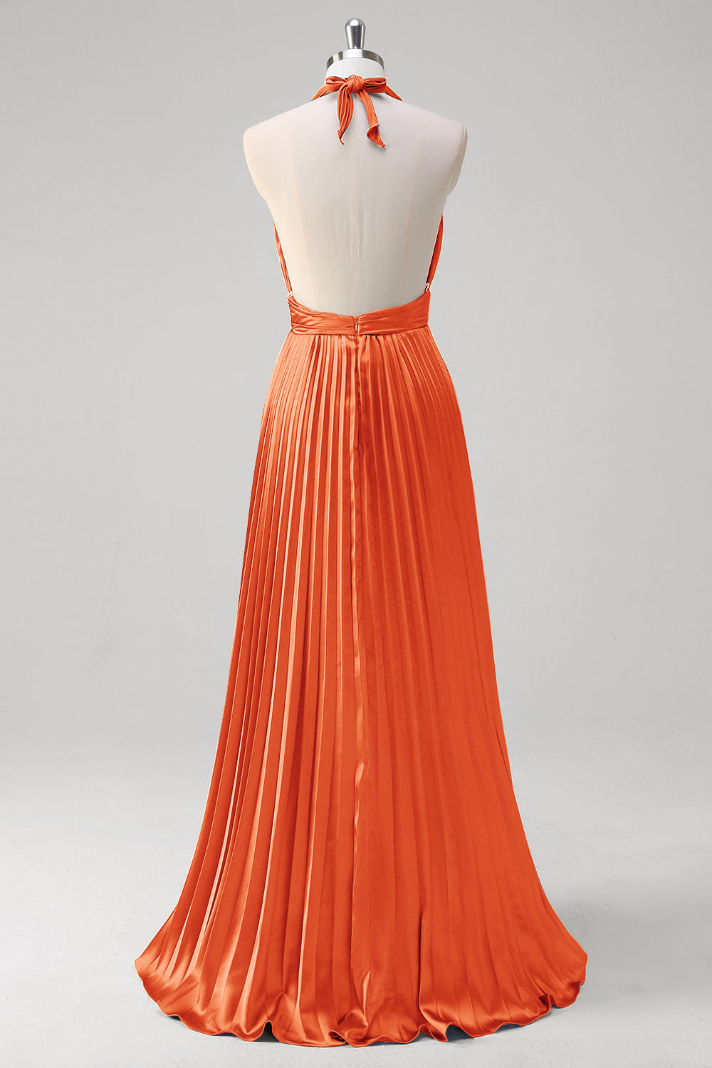 Royal Blue A Line Halter Pleated Long Prom Dress