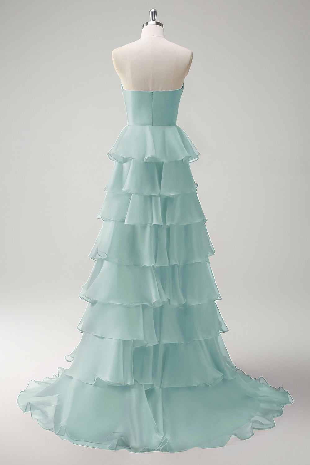 Orange Princess Sweetheart Tiered Long Prom Dress with Slit