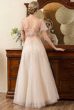 Blush Beading A Line Sparkly Mother of Bride Dress