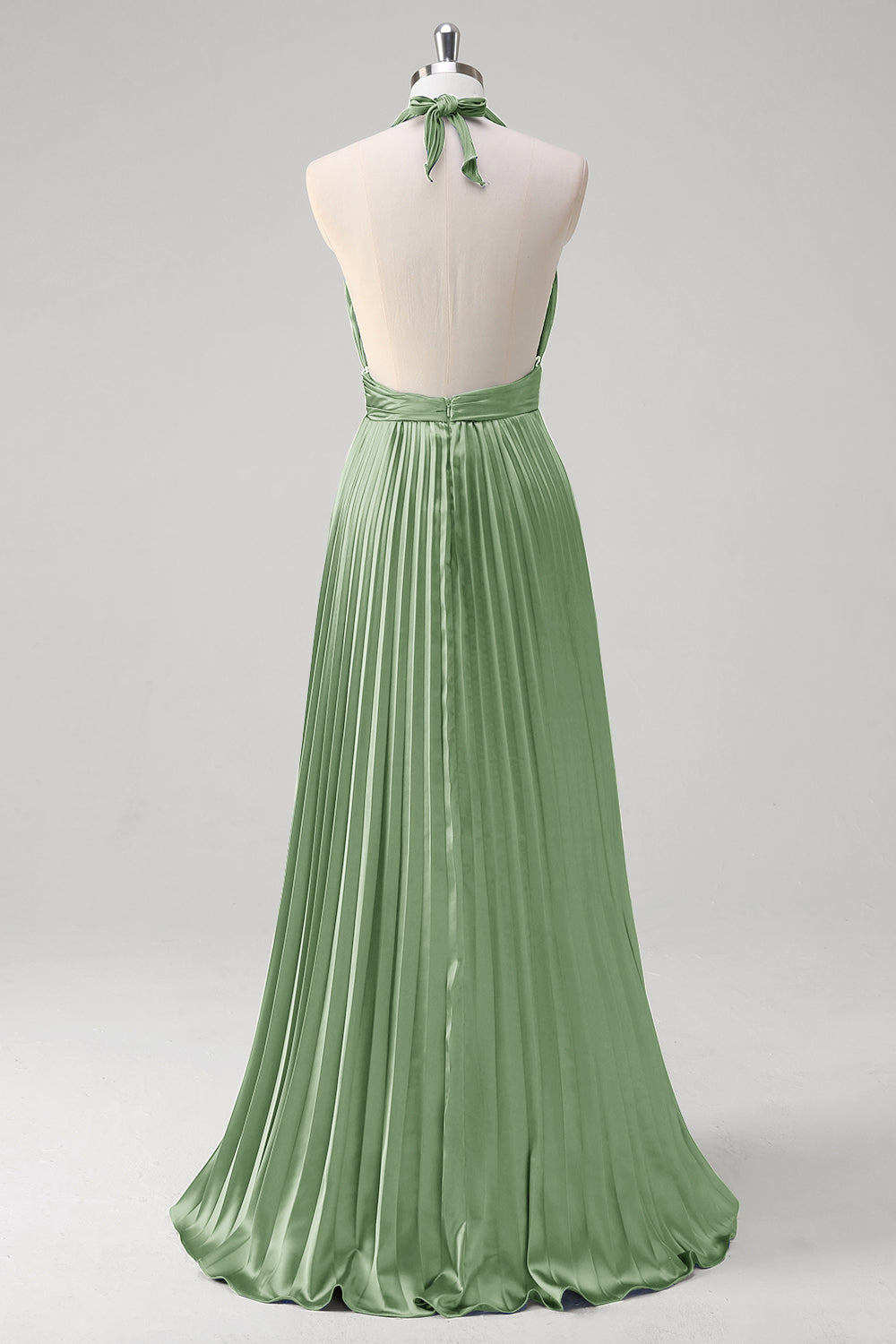 Royal Blue A Line Halter Pleated Long Prom Dress