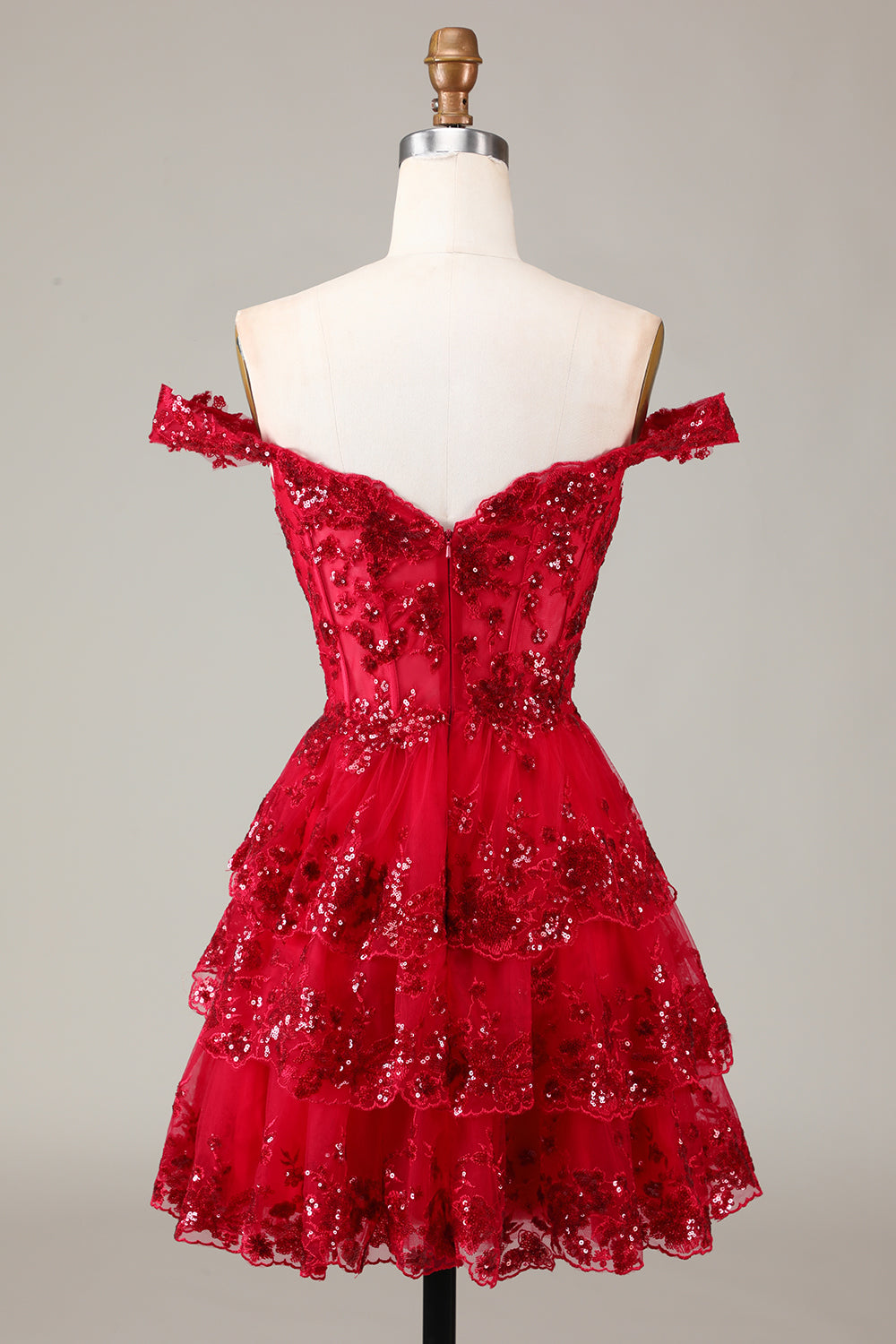 Sparkly A Line Off The Shoulder Corset Lace Little Black Dress