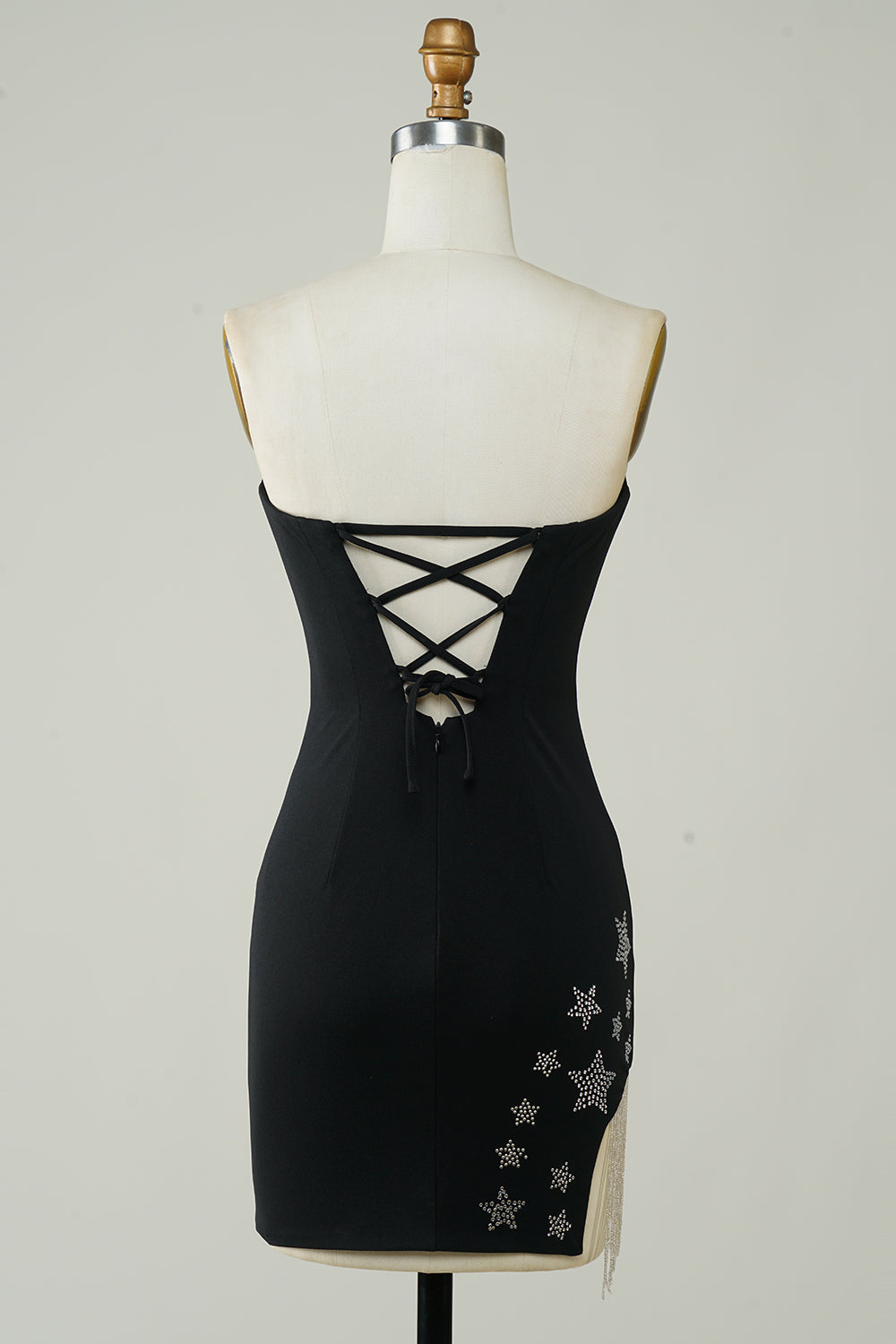 Stylish Sheath Strapless Little Black Dress with Tassel