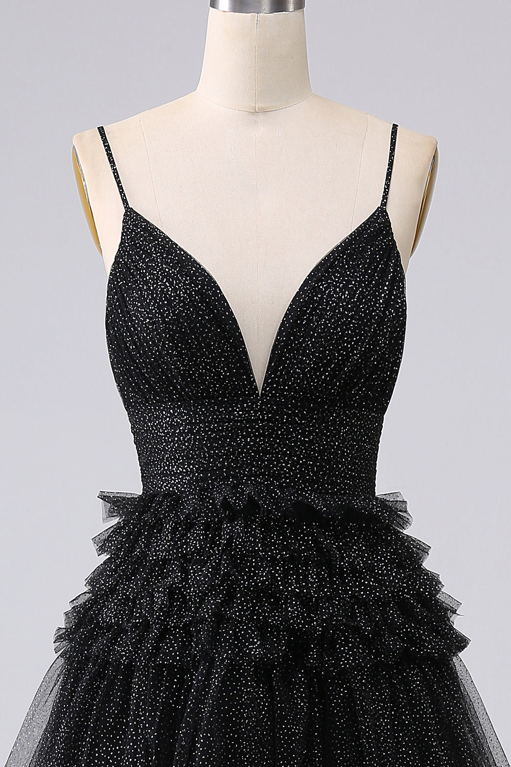 Pink Princess Tiered Spaghetti Straps Prom Dress with Slit