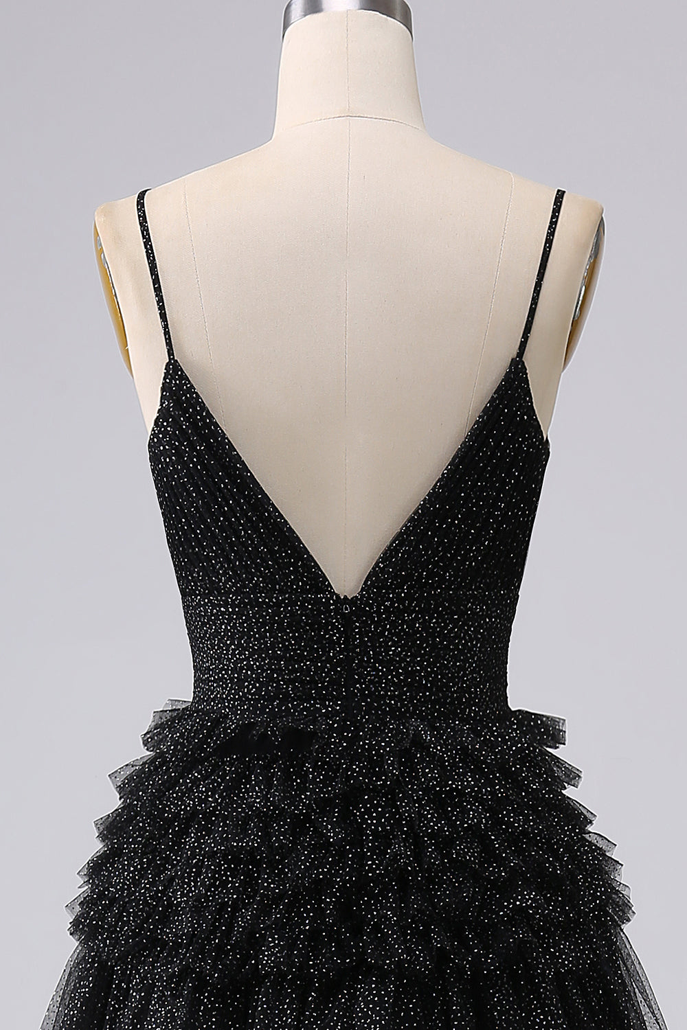 Pink Princess Tiered Spaghetti Straps Prom Dress with Slit