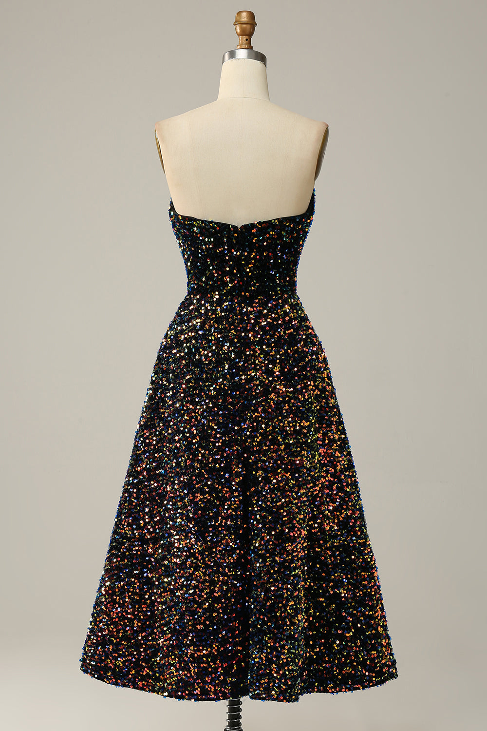 A Line Sweetheart Sequins Little Black Dress