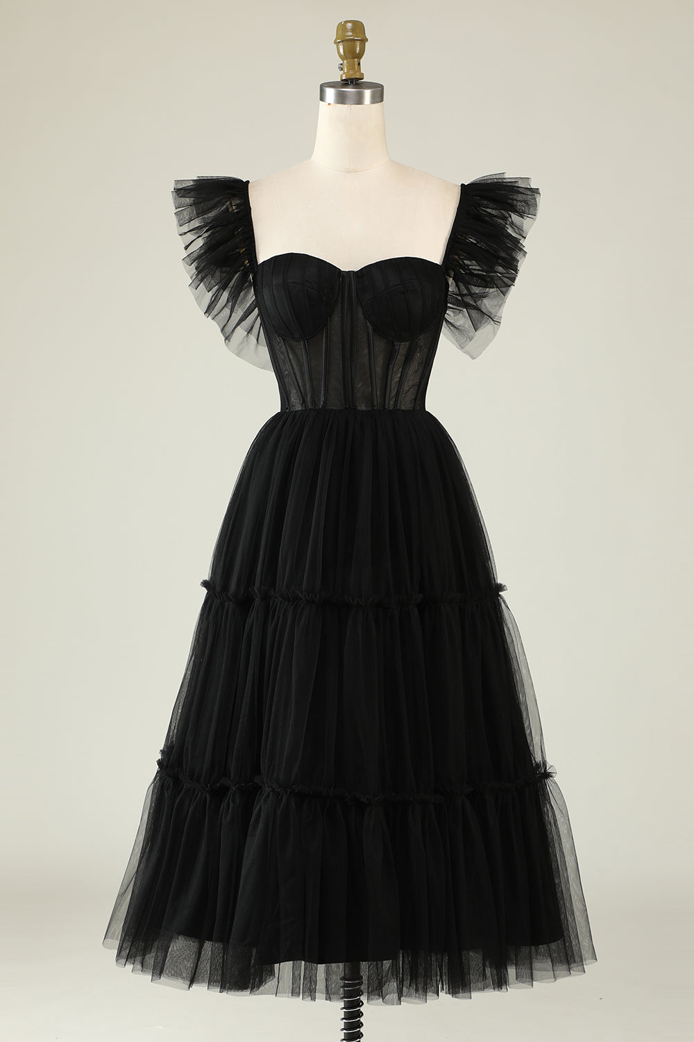 A-Line Tulle Sweetheart Little Black Dress