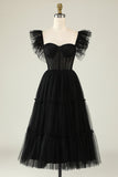 A-Line Tulle Sweetheart Little Black Dress