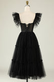 A-Line Tulle Sweetheart Little Black Dress