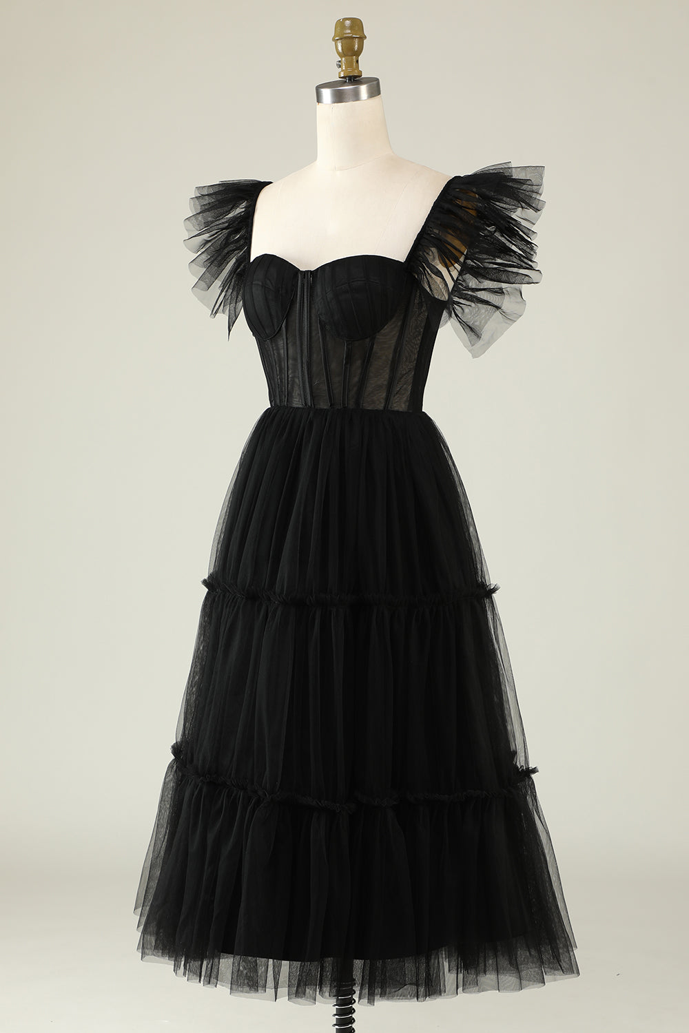 A-Line Tulle Sweetheart Little Black Dress