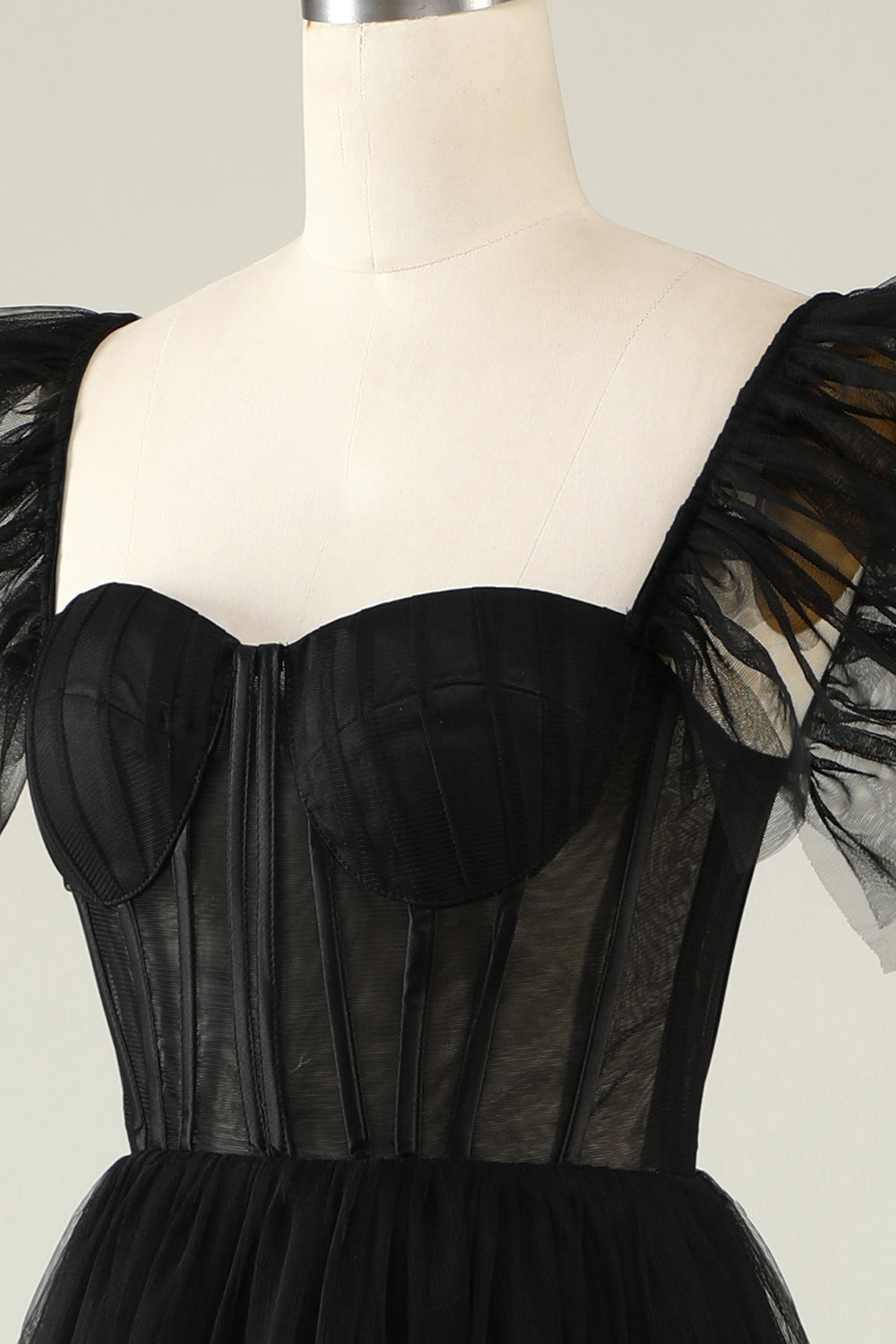 A-Line Tulle Sweetheart Little Black Dress