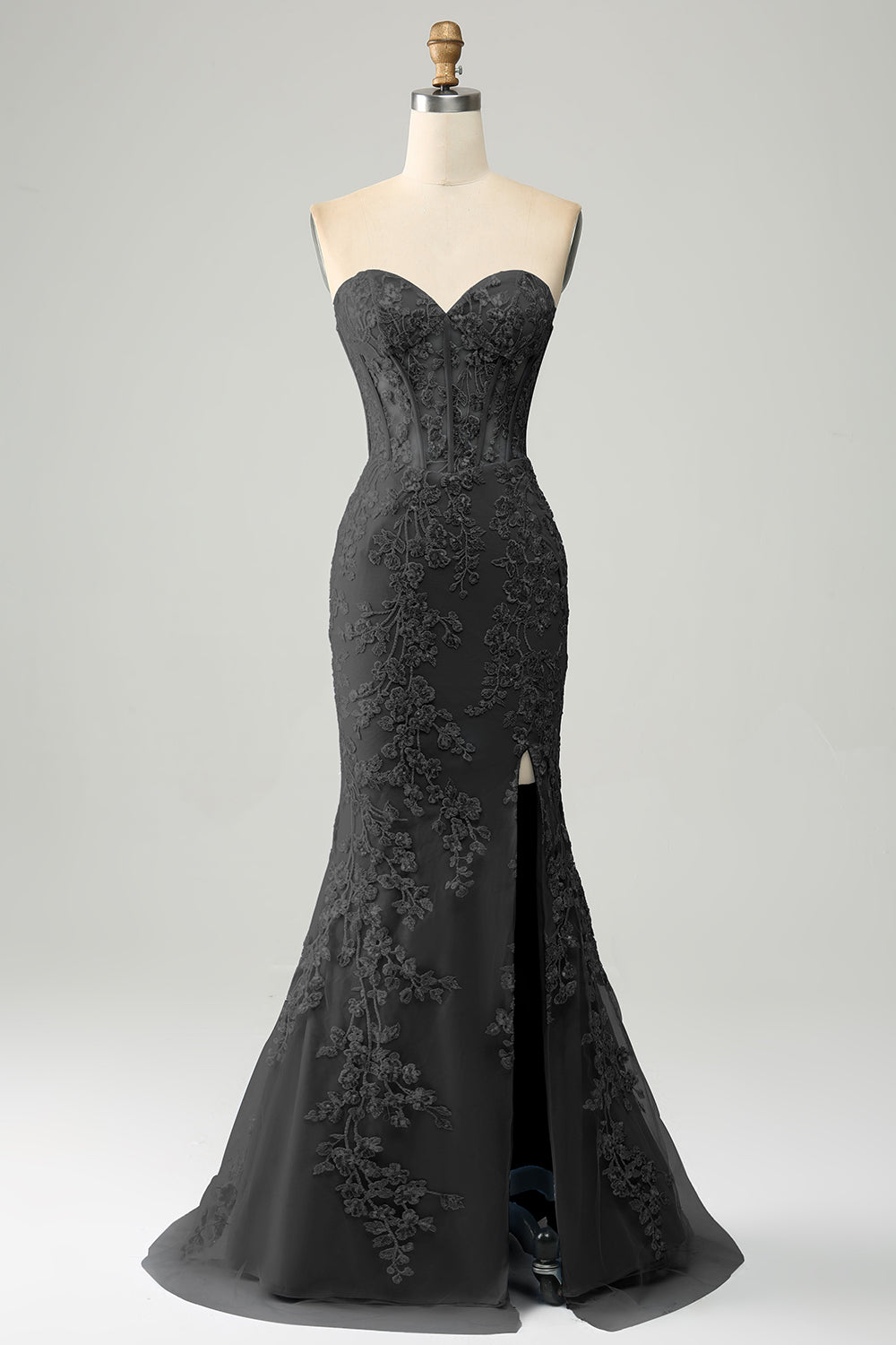 Stylish Mermaid Sweetheart Light Blue Corset Prom Dress with Appliques