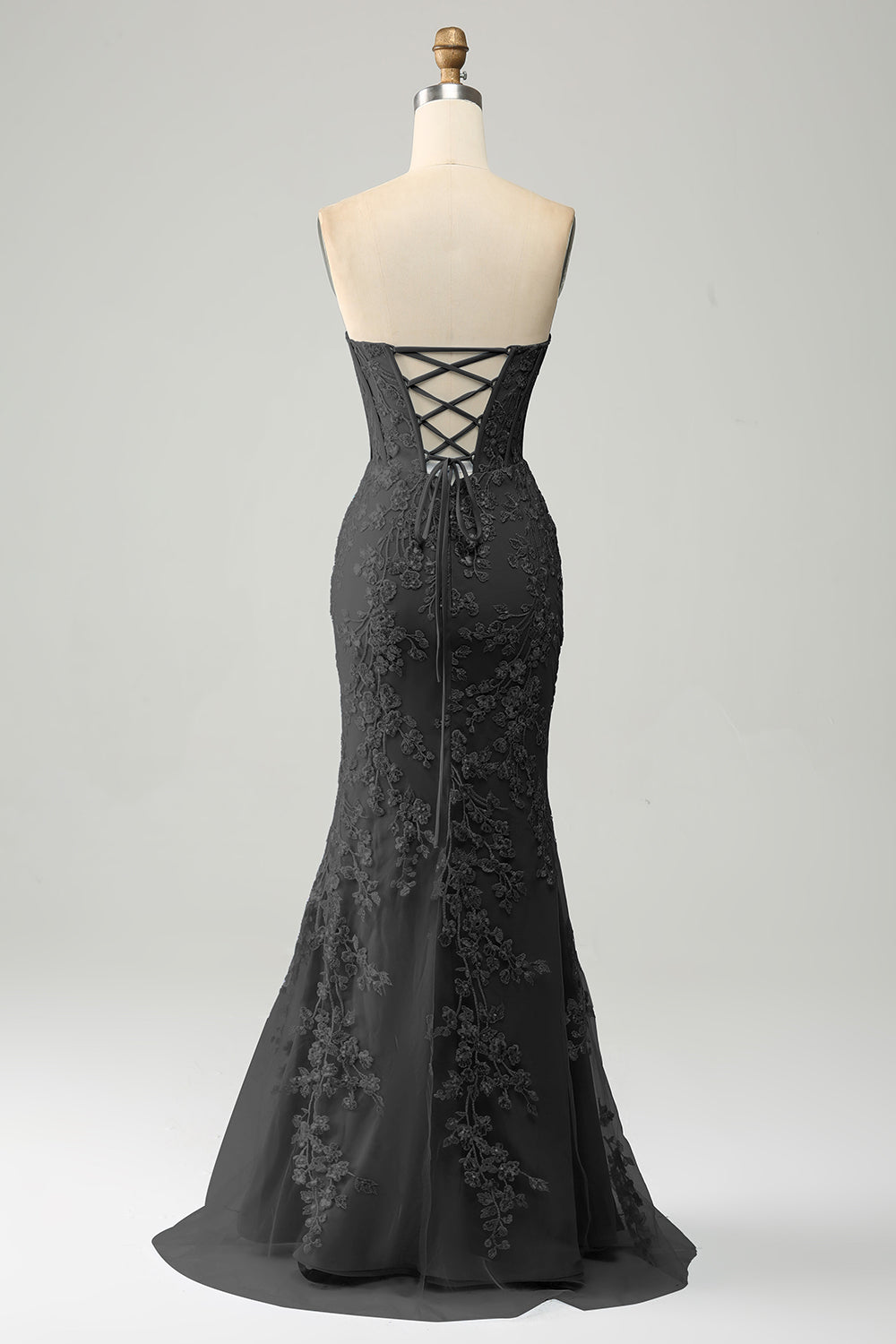 Stylish Mermaid Sweetheart Light Blue Corset Prom Dress with Appliques