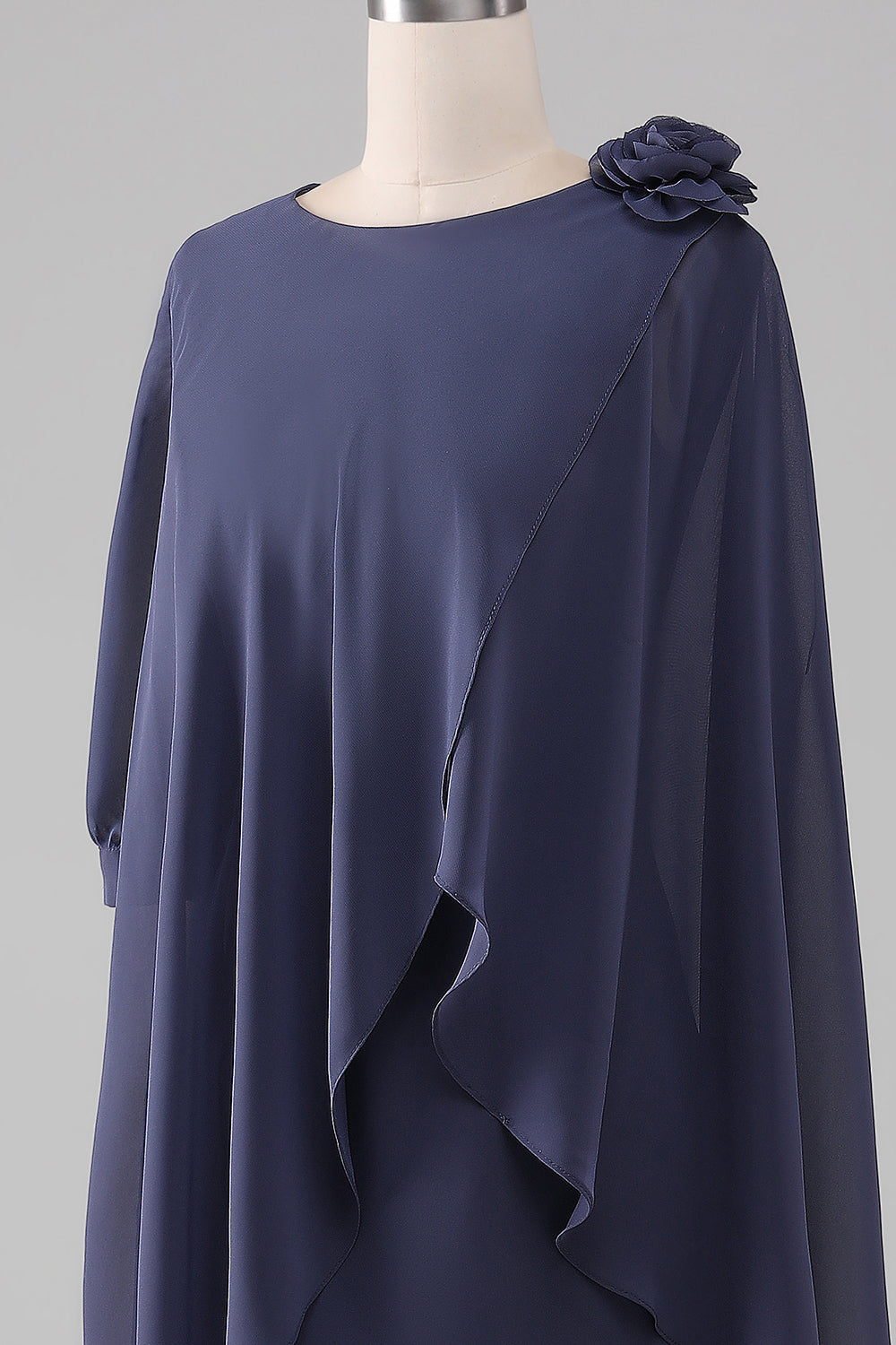 Sheath Scoop Neck Beaded Midi Chiffon Mother of the Bride Dress