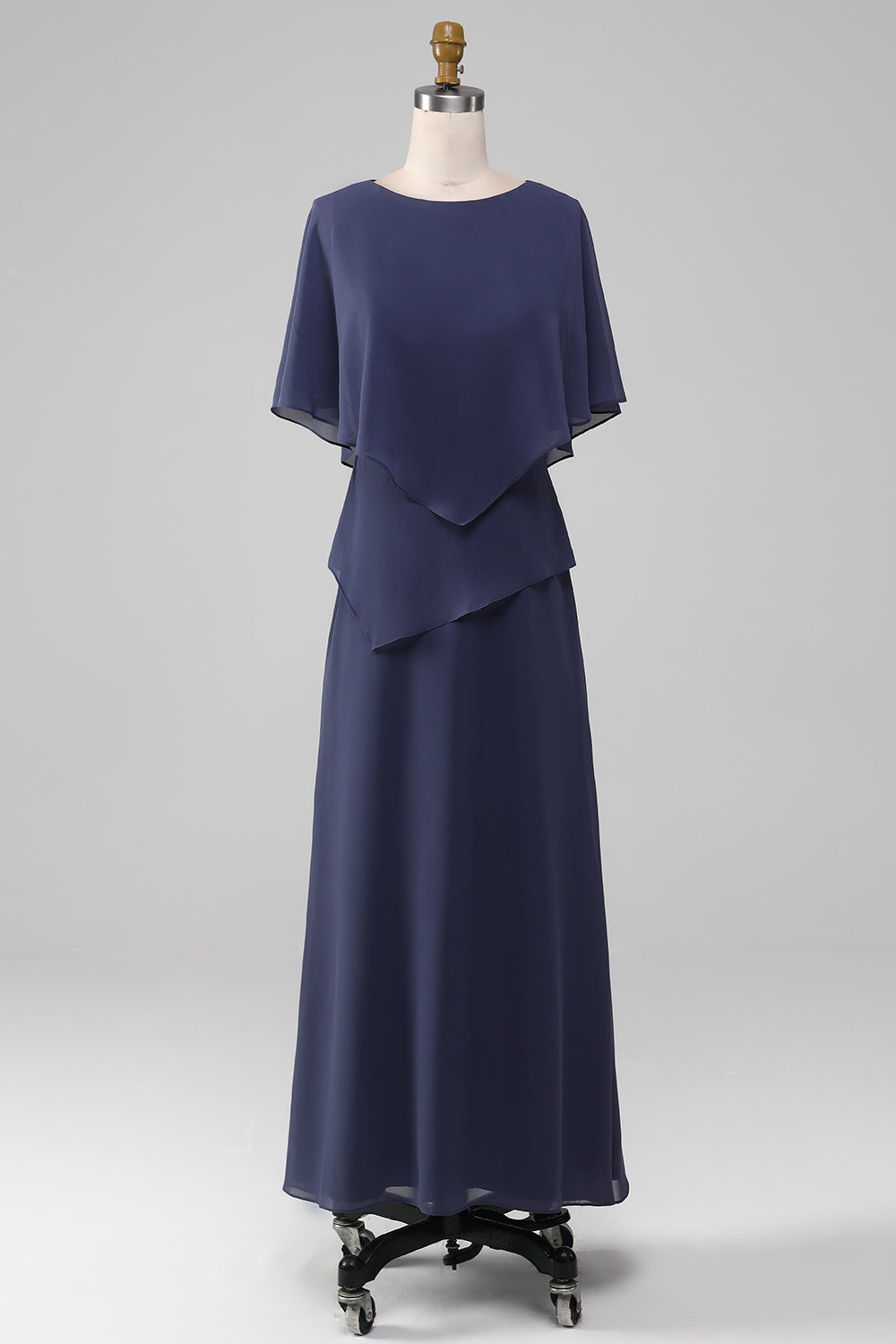 Sheath Scoop Tea-Length Stormy Chiffon Mother of the Bride Dress