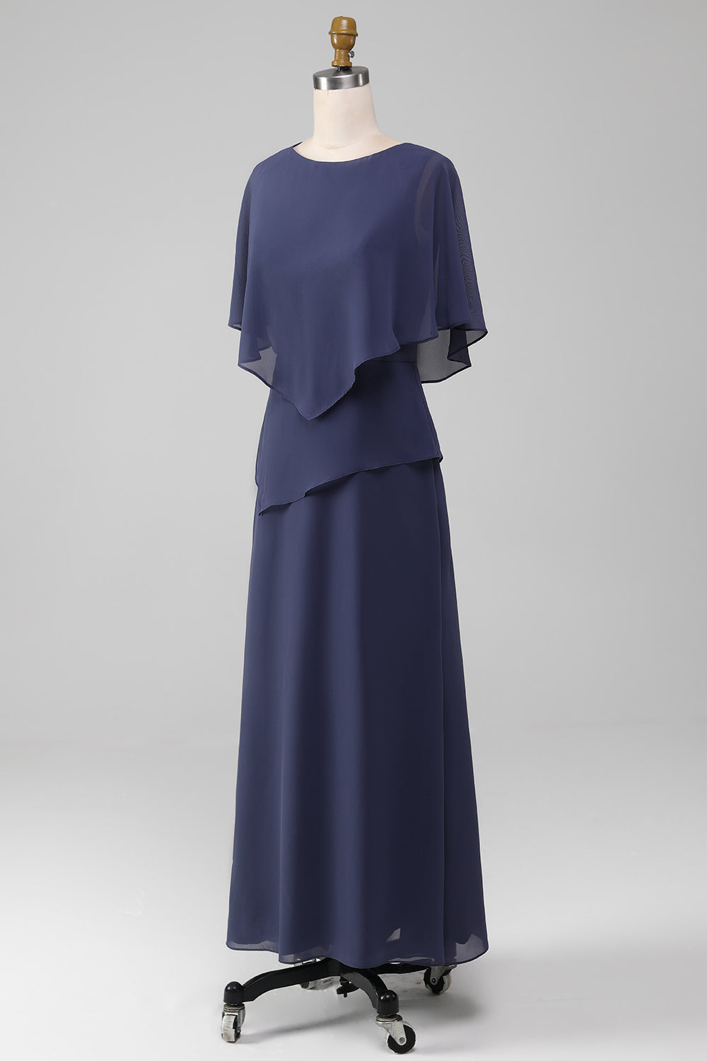 Sheath Scoop Tea-Length Stormy Chiffon Mother of the Bride Dress