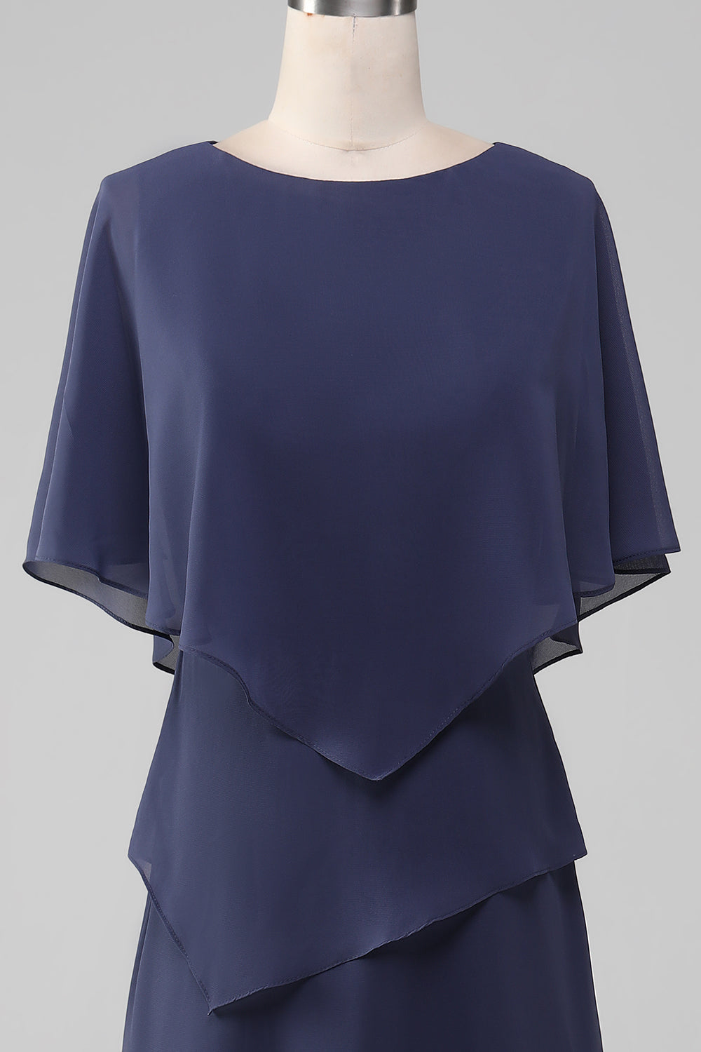 Sheath Scoop Tea-Length Stormy Chiffon Mother of the Bride Dress