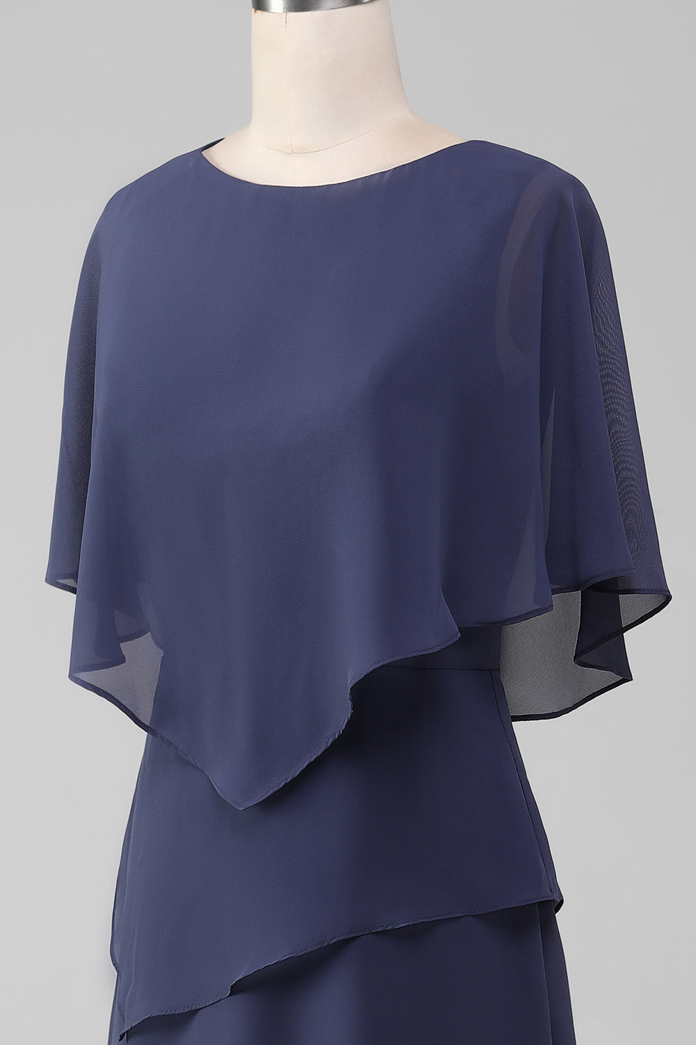 Sheath Scoop Tea-Length Stormy Chiffon Mother of the Bride Dress