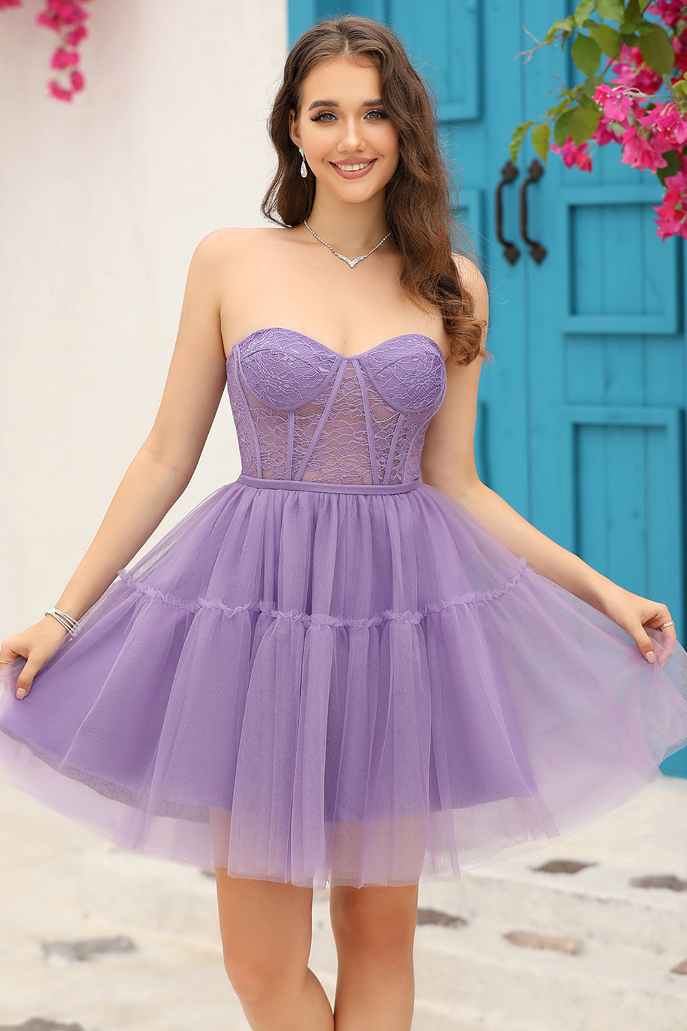 Detachable Long Sleeves A-Line Corset Little Black Dress
