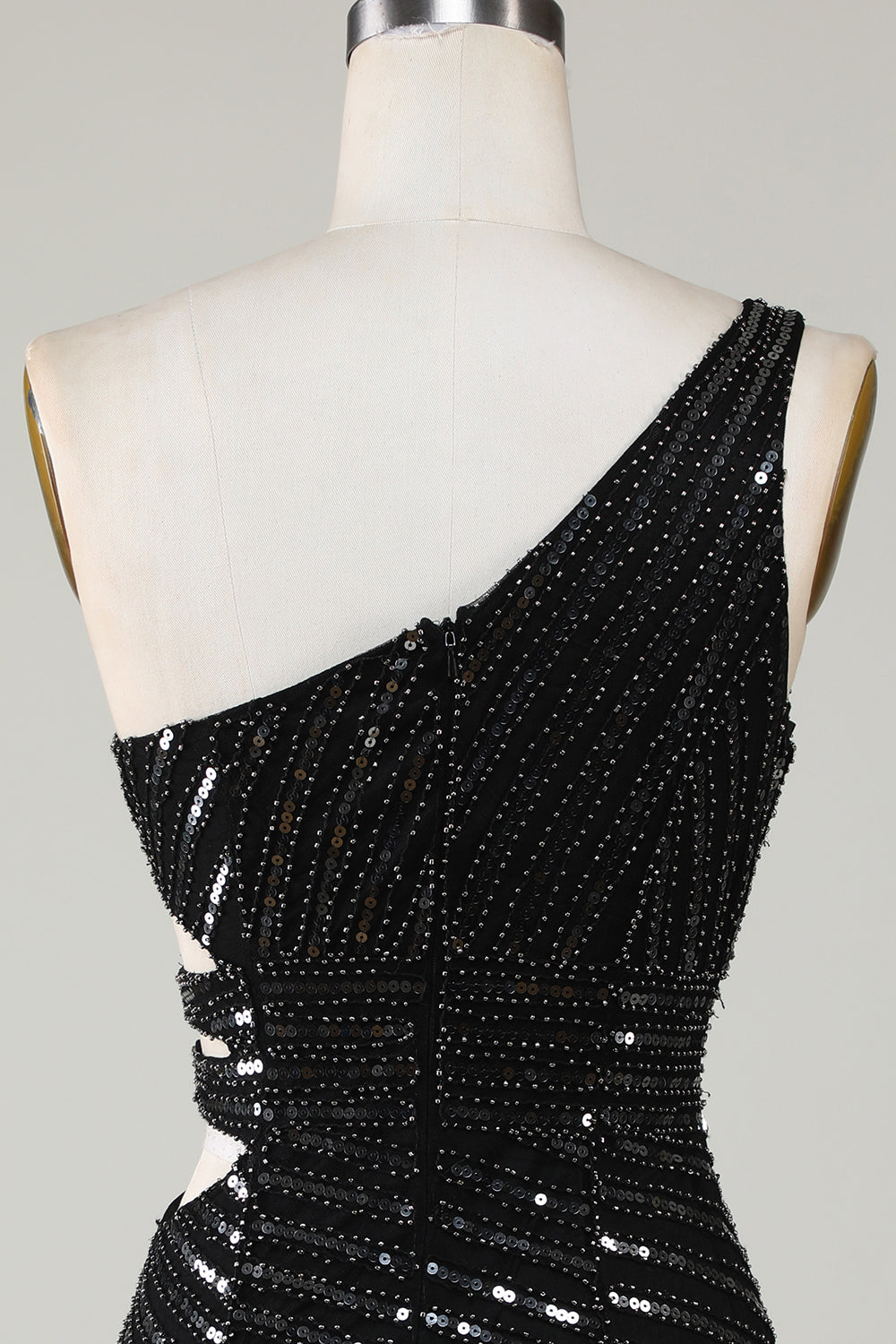 Sparkly Bodycon One Shoulder Sequins Little Black Dress