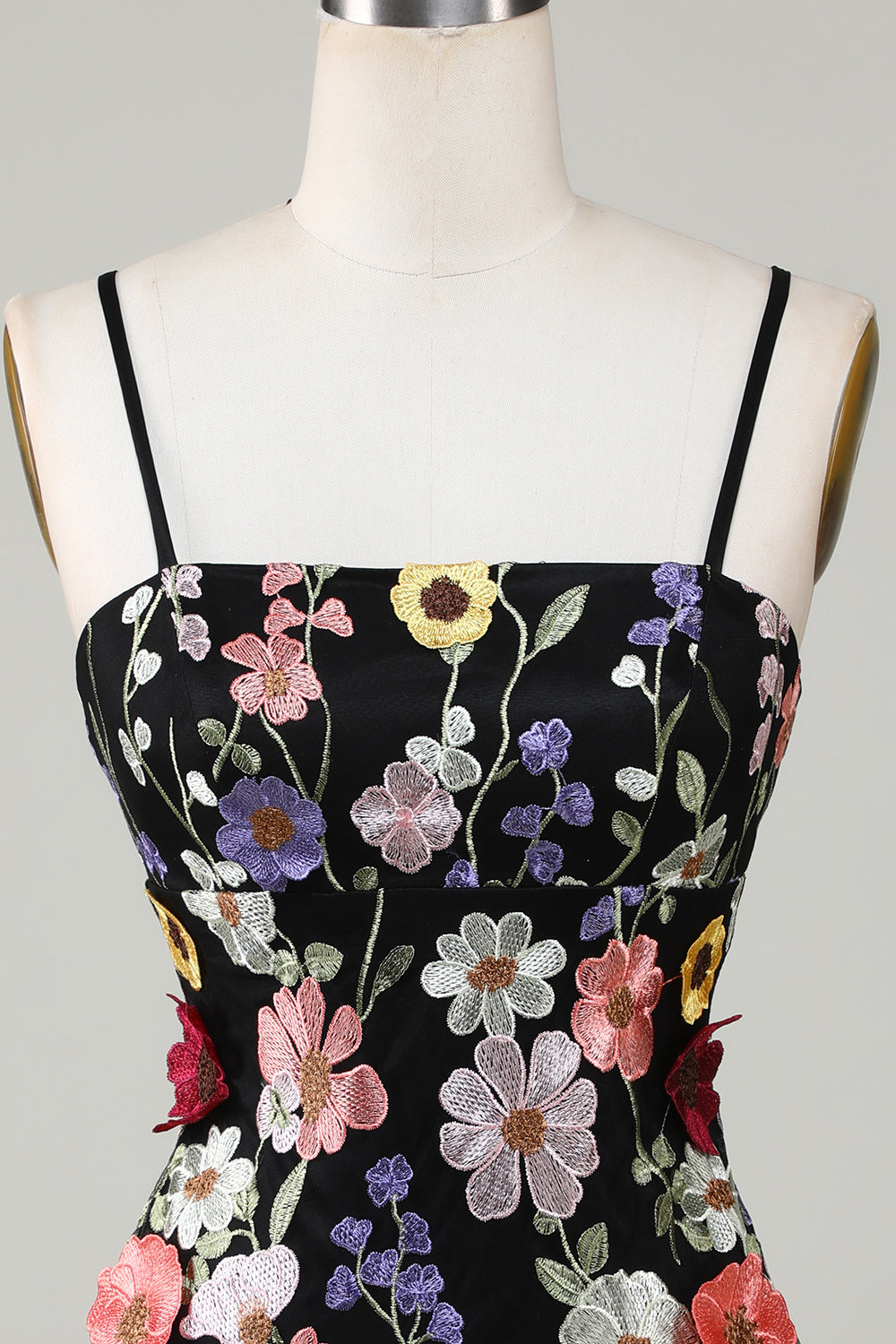 Bodycon Little Black Dress with 3D Flowers
