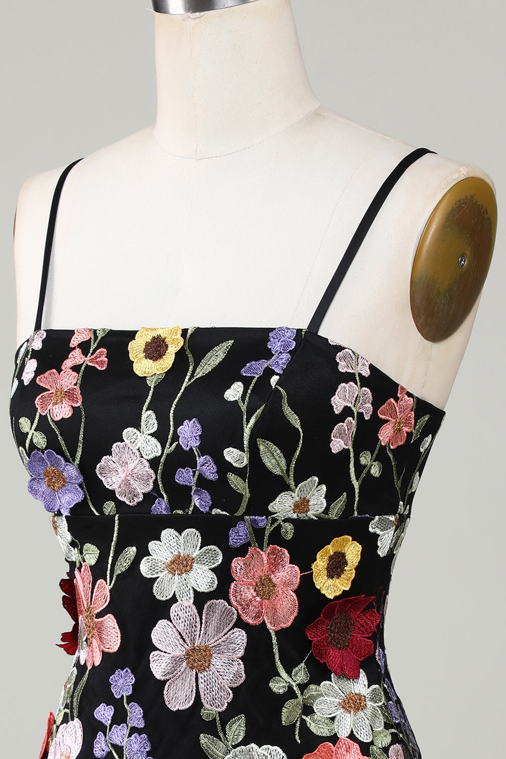 Bodycon Little Black Dress with 3D Flowers